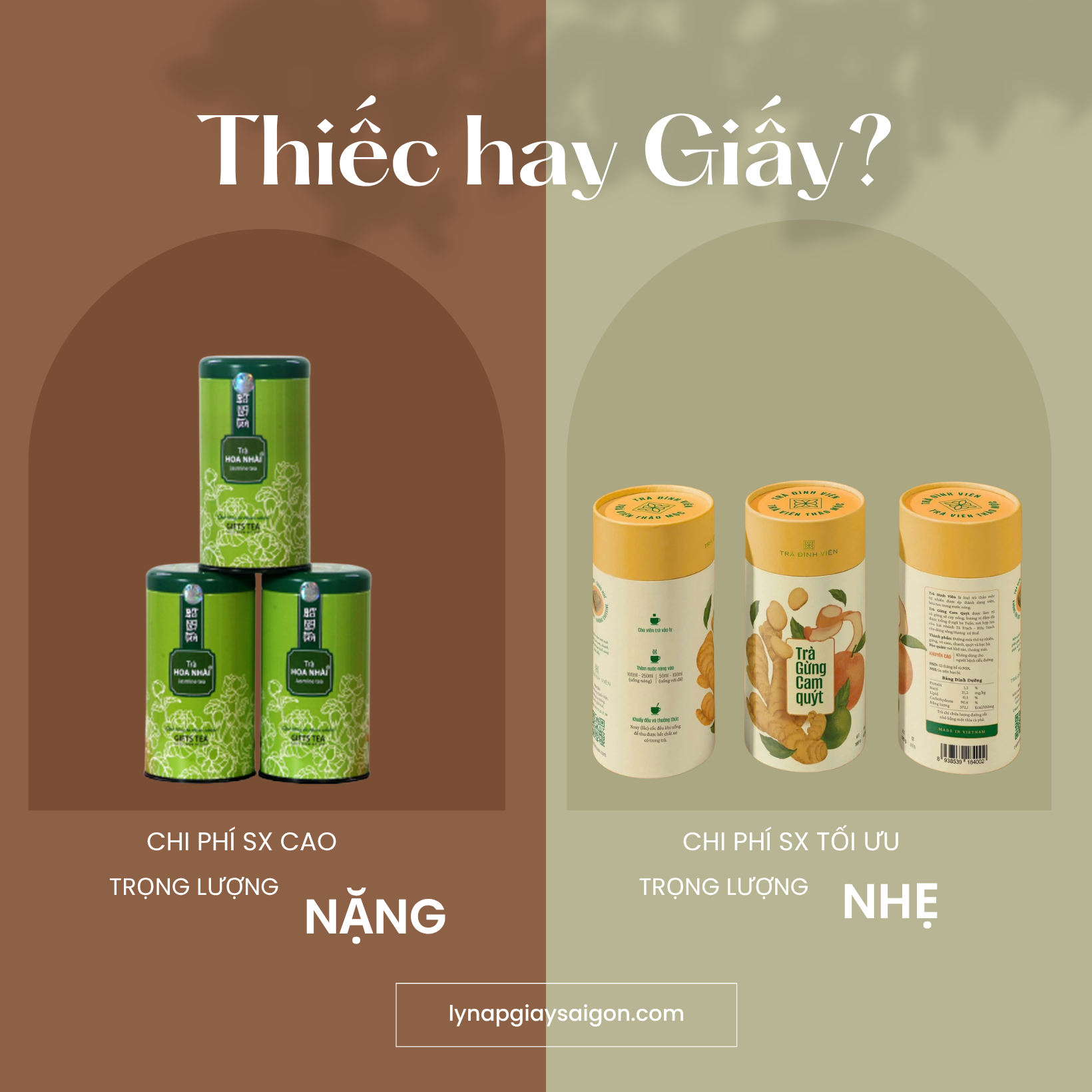 lon giấy đựng trà nắp giấy