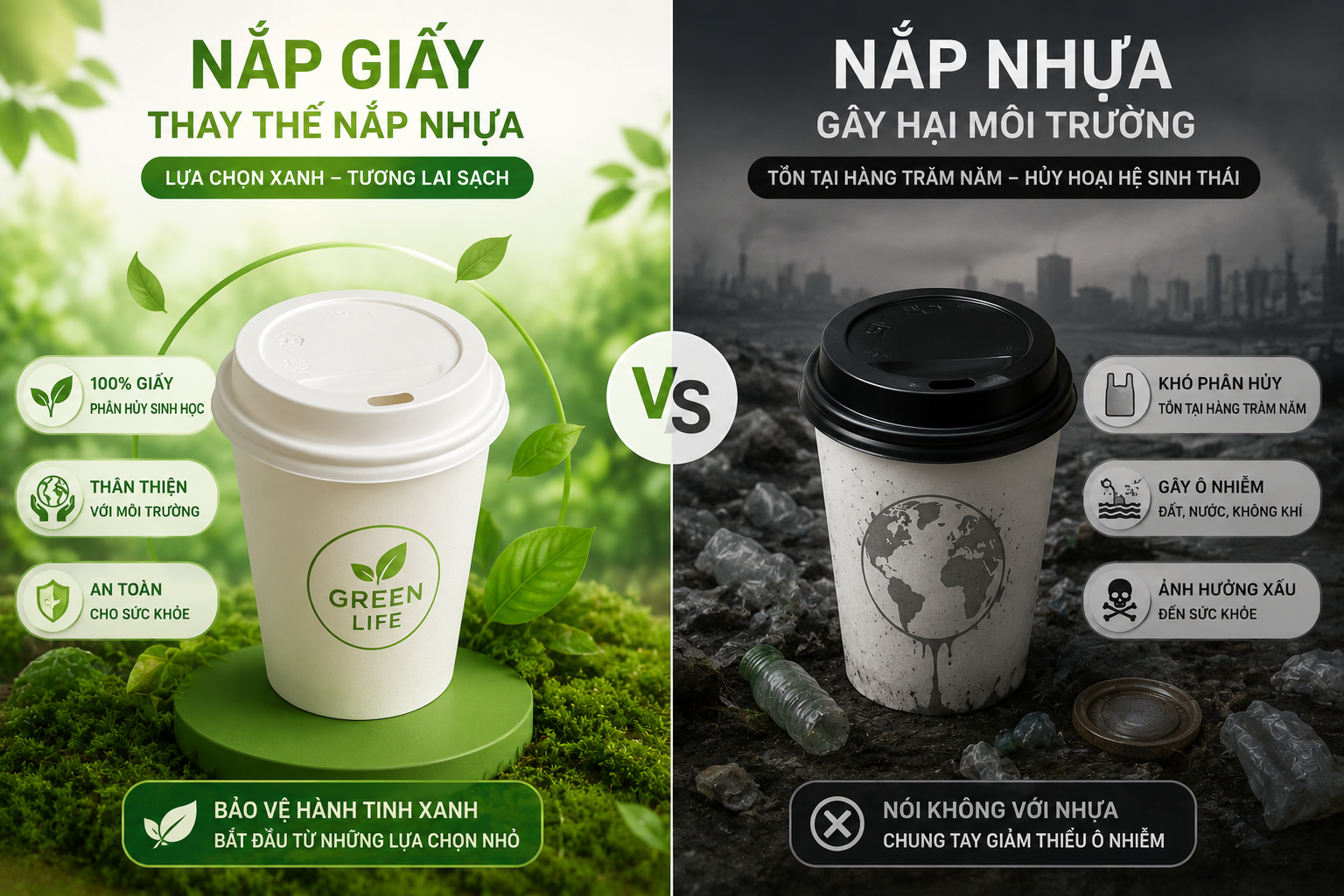 nắp giấy thay thế nắp nhựa