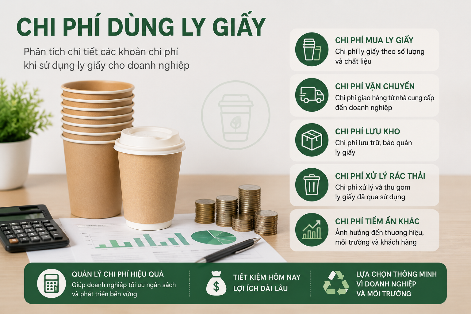 chi phí dùng ly giấy